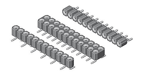 Buchsenleiste SMD mit gedrehten Kontakten 2,54 mm