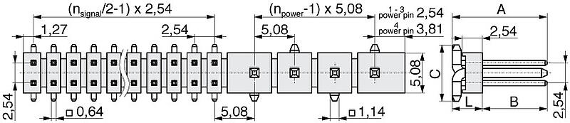  Pin Header Power and Signal 2,54/5,08 mm  565  2