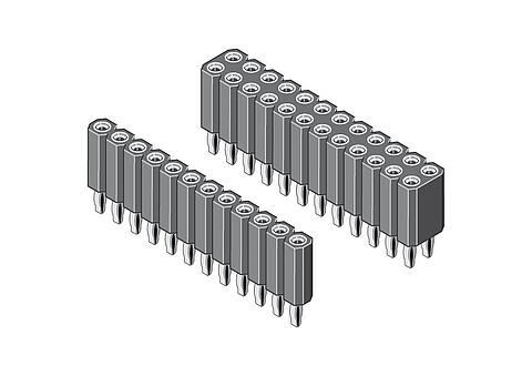 Buchsenleiste mit gedrehten Kontakten 2,54 mm