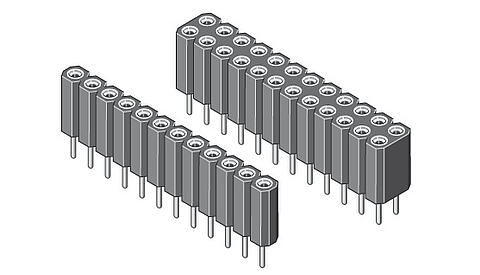 Buchsenleiste mit gedrehten Kontakten für 1,00 mm Stift, 2,54 mm