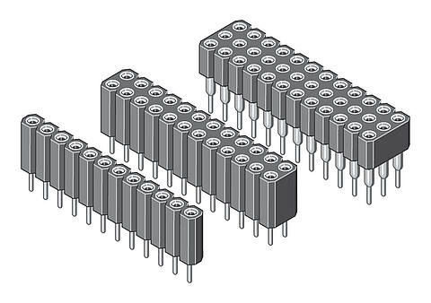 Buchsenleiste mit gedrehten Kontakten 2,54 mm