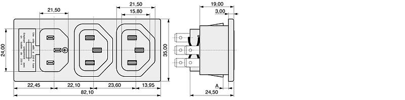  K+B Kombination mit abgesichertem Netzeingang Steckanschluss
Lötanschluss  44R01  2