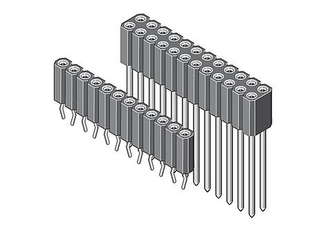 Buchsenleiste mit gedrehten Kontakten 2,54 mm