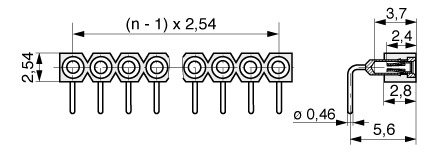  Präzisions-Sockelstreifen abgewinkelt 2,54 mm  009  1