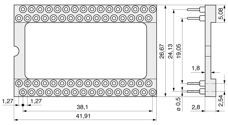  Quad-in-line Sockel 2,54 mm  022  1
