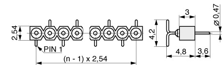  Pin Header SMD Turned Contacts 2,54 mm  038  2