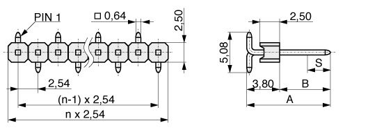  Pin Header SMD 2,54 mm  090-1