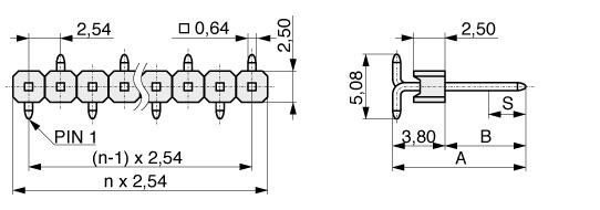  Pin Header SMD 2,54 mm  090  2