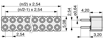  Buchsenleiste mit gedrehten Kontakten 2,54 mm  111  2