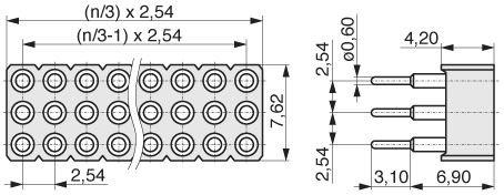  Buchsenleiste mit gedrehten Kontakten 2,54 mm  115  4