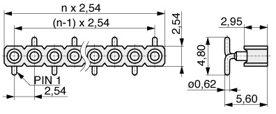 Female Header SMD with Turned Contacts 2,54 mm  120  2