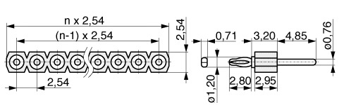  Präzisionsstiftleiste für Einpressmontage 2,54 mm  130-1