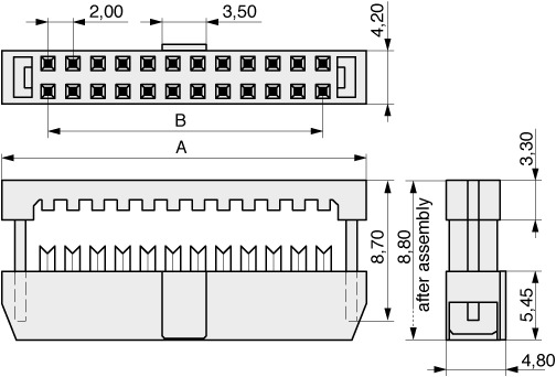  Buchsenleiste mit Schneid-Klemm-Anschluss 2,00 mm IDC  160  1