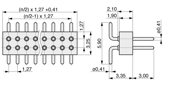  Pin Header SMD with Turned Contacts 1,27 mm  196  3