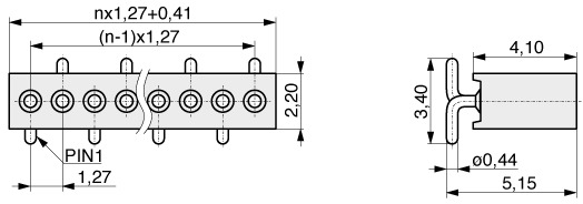  Female Header SMD with Turned Contacts 1,27 mm  208  2