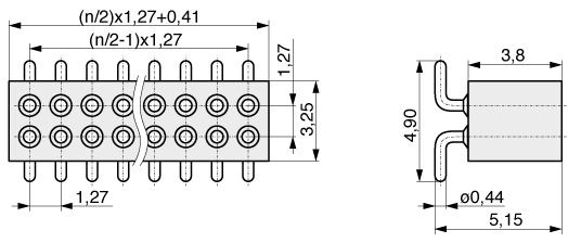  Female Header SMD with Turned Contacts 1,27 mm  208  3