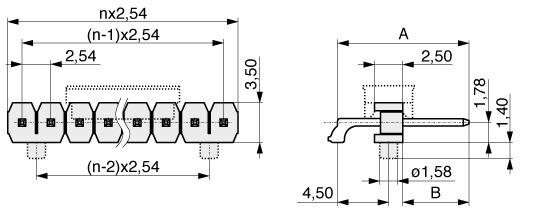 Pin Header SMD Right Angled 2,54 mm  296-1