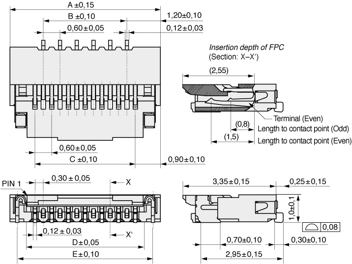  FFC/FPC Steckverbinder 0,30 mm  402-1