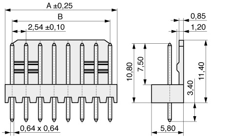  Stiftleiste mit Kodierung und Verrastung 2,54 mm  428  1