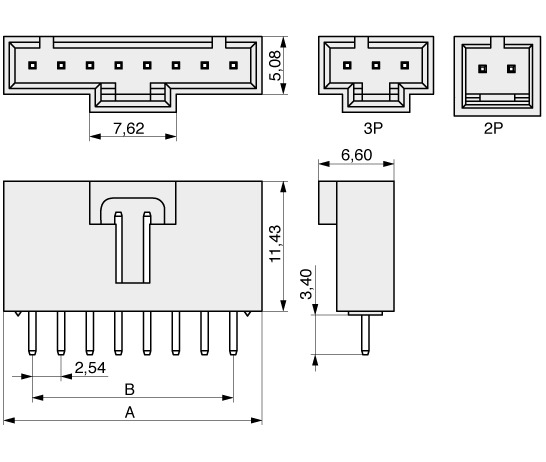  Pin Header with Polarizing Feature 2,54 mm  429  1