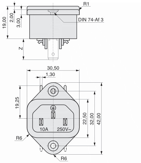  K+B Gerätestecker Lötanschluss
Steckanschluss  42R09-2