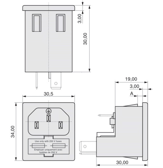  K+B Device plug solder termination
Plug-in connection  42R44  3