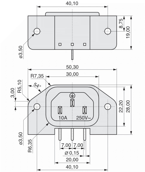  K+B Device plug solder termination
board termination  42R65  1