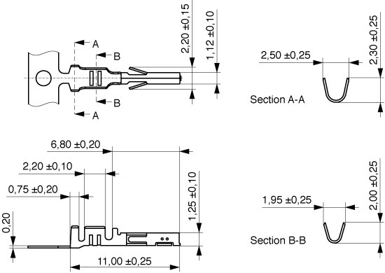  Kontakt für Wire-to-Board Connector für Crimpgehäuse, Kupferlegierung, Sn Crimp  604-1