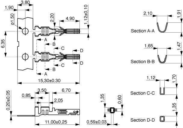  Kontakt für Wire-to-Board Connector für Crimpgehäuse, Kupferlegierung, Sn Crimp  604  2