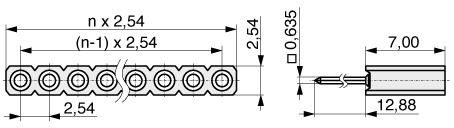  Buchsenleiste mit gedrehten Kontakten 2,54 mm  612  1