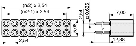  Buchsenleiste mit gedrehten Kontakten 2,54 mm  612  2