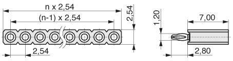  Buchsenleiste mit gedrehten Kontakten 2,54 mm  613  1
