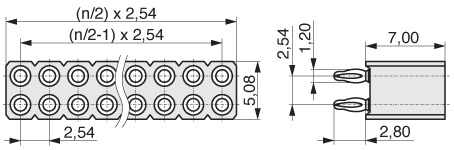  Female Header with Turned Contacts 2,54 mm  613  2