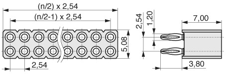  Buchsenleiste mit gedrehten Kontakten 2,54 mm  613-4