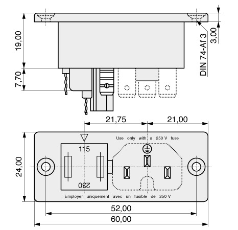  K+B Device plug solder termination
Plug-in connection  42R43  1
