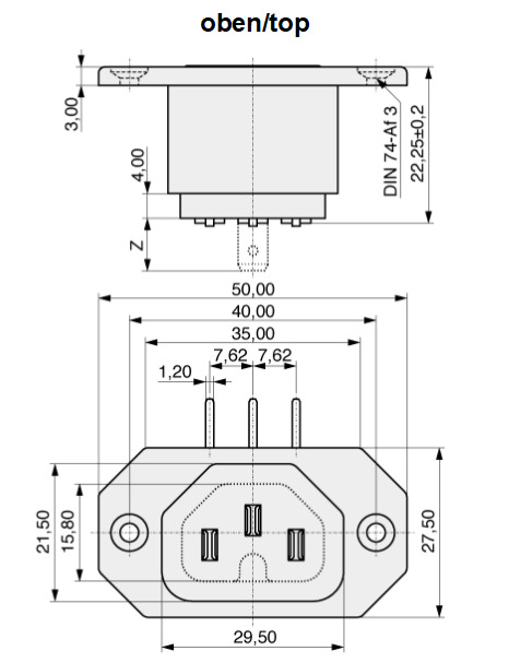  2 K+B Device socket board termination
solder termination
Plug-in connection  43R09  1