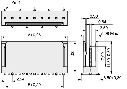  Pin Header with Polarizing Feature 2,54 mm  662  3