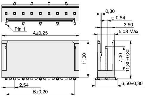  Pin Header with Polarizing Feature 2,54 mm  662  4