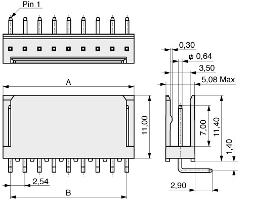  Pin Header with Polarizing Feature 2,54 mm  662  5