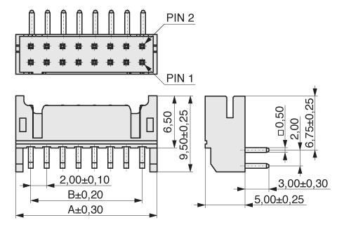 Pin Header Shrouded 2,00 mm  665  2
